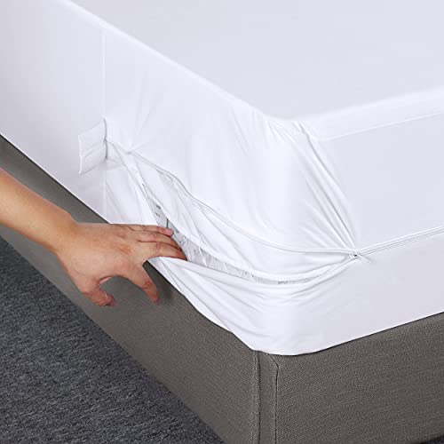 Funda de colchón con cremallera Utopia Bedding Twin, protector de colchón 100% impermeable, absorbente, funda de colchón de seis lados