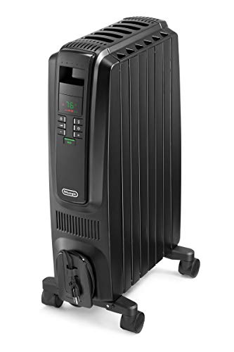 Calentador de aceite De'Longhi, silencioso de 1500 W, termostato ajustable, 3 ajustes de calor, temporizador, ahorro de energía, características de seguridad