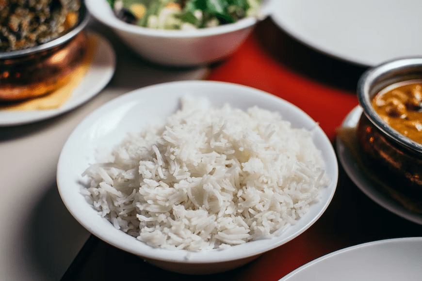 tazón de arroz blanco 
