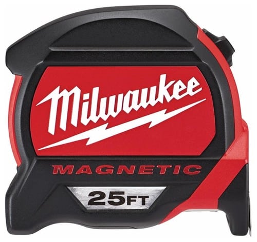 Cinta métrica magnética retráctil Milwaukee de 25 pies.