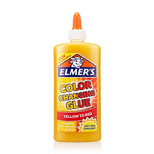 Pegamento líquido Elmer's que cambia de color, ideal para hacer baba, lavable, de amarillo a rojo, 9 onzas