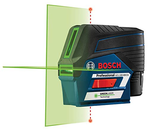 Láser de líneas cruzadas Bosch GCL100-80CG de 12 V y rayo verde con puntos de plomada