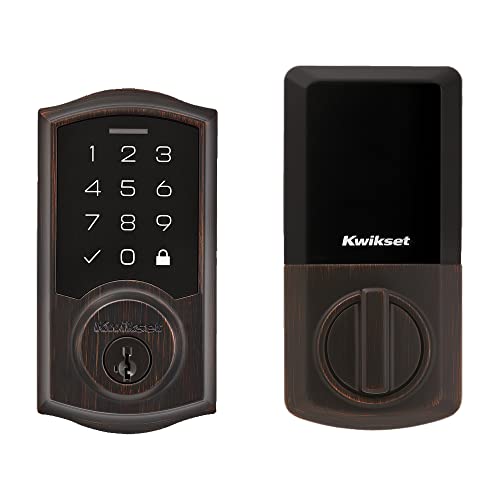 Kwikset SmartCode 270 cerrojo de seguridad electrónico táctil sin llave, cerradura automática de puerta, seguridad SmartKey Re-Key, bronce veneciano