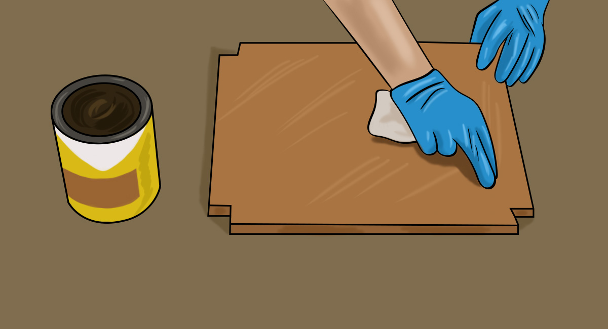 Cómo teñir madera - Paso 4: Aplica el tinte a todas las superficies con un paño húmedo