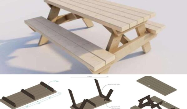 Cómo construir una mesa de picnic DIY (Ilustraciones paso a paso)