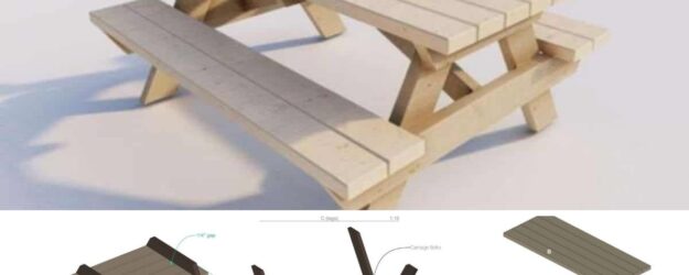 Cómo construir una mesa de picnic DIY (Ilustraciones paso a paso)