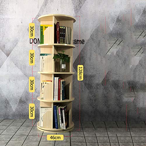 Librería giratoria en 360º, estantería esquinera con expositor Estantería estrecha de almacenamiento Armario para libros Organizador para la oficina en casa-Cerezo 46x128cm(18x50inch)