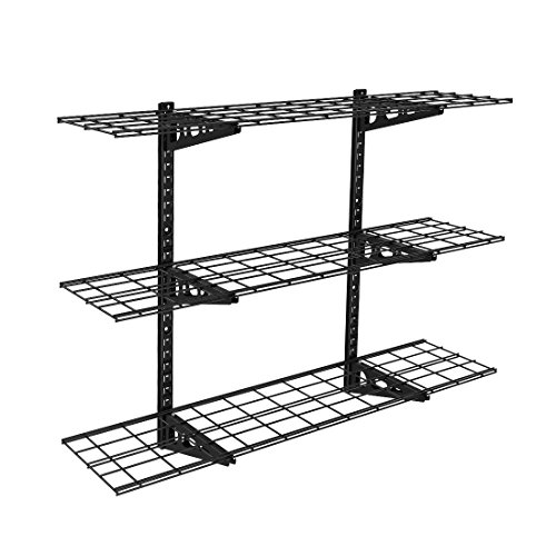 FLEXIMOUNTS Estantes de pared de almacenamiento de 3 niveles 1x4 pies 12 pulgadas por 48 pulgadas por estante Estantes flotantes ajustables en altura (Negro)