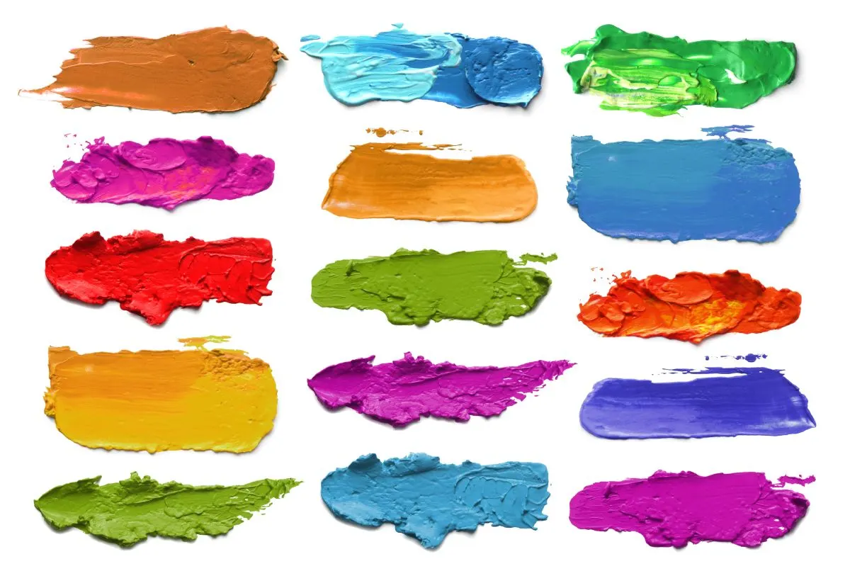 Diferentes tipos de colores de pintura acrílica.