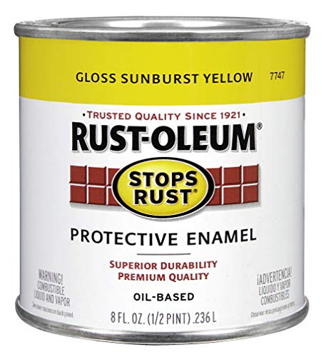 Rust-Oleum 7747730 Pintura base aceite esmalte protector de alto rendimiento, 1/2 pinta, amarillo sol
